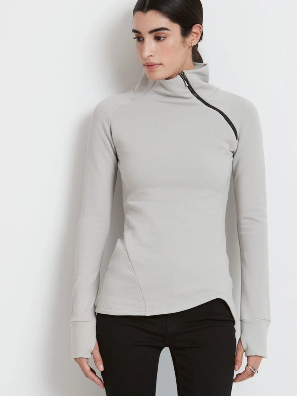 Marcella NYC Brie Sweatshirt Small S Gray High Neck Zip Midweight French Terry